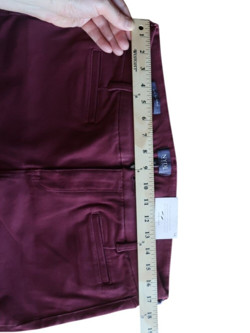 NYDJ Burgundy Skinny Jeans Lift Tuck Size 14 NWT Stretch - Picture 9 of 11